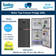 Beko Top Freezer 340L Fridge (Dark Inox), New Model! (RDNT371E50VZK)