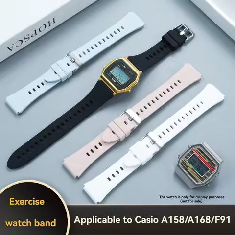 18mm Quick Release Silicone Watch Band Strap Replacement for Casio F91 A158 A159 A168 A169 B650 AQ23