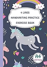4 Lines Handwriting Practice Exercise Book A4: Blank Handwriting Lined Paper to Practice Writing Let