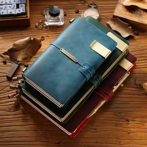 100% TN04 Genuine Leather Traveler's Notebook Travel Diary Journal Vintage Handmade Cowhide Gift pla