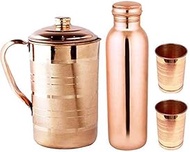 SEJAL SPECIAL Brown 1000ml Copper Water Bottle, 1500ml Jug and 2 Glass Combo Diwali Gift Set