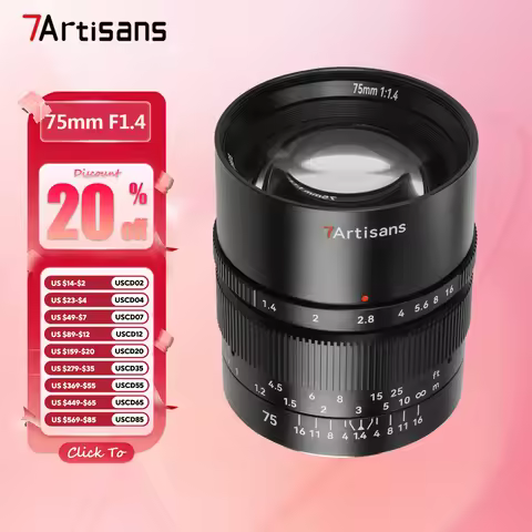 7artisans 75mm F1.4 Full Frame Large Aperture Manual Focus Camera Lens for Portrait Photography with