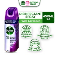 [Bundle of 3] Dettol Multi-Surface Disinfectant Spray Wild Lavender 450 ML