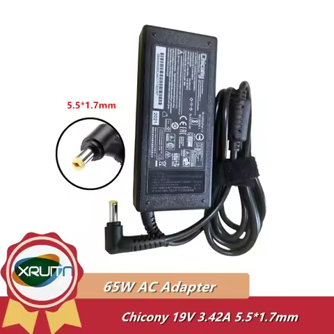 Chicony 19V 3.42A 65W A11-065N1A AC Adapter For Acer Laptop Power Charger 5.5*1.7mm PA-1650-02 ​PA-1