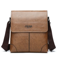 JEEP BULUO Fashion Mens Handbag Shoulder Bag Vintage PU Leather Retro Messenger Bag