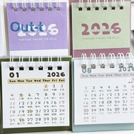 [Out-t] 2026 Mini Simple Calendar Small Desk Calendar Creative Coil Calendar Planner Desktop Decorat