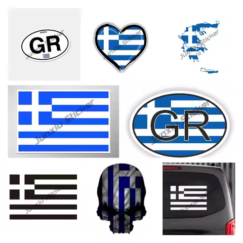 Creative Stickers Greece Flag Decal I Love Greece Sticker Greece Map Decal Premium Quality Vinyl Dec
