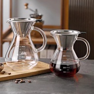 HWHOME Coffee Maker Set , Heat Resistant Glass Carafe Hand Drip Filter Coffee Maker with Handle and Scale