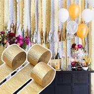 Gold Crepe Paper Streamers Party Hanging Backdrop Decor DIY Craft Crinkled Paper For Birthday Party