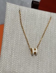 HERMES MINI POP H necklace 項鍊系列 字母Logo 金屬 項鍊女款金色 禮盒 禮物 gold 送禮 | H147992F-49 | 全新正牌正貨