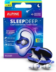 Alpine Hearing Protection Alpine SleepDeep Multisize - Soft Ear Plugs for Sleeping and Concentration - New 3D Oval Shape and Noise Reducing Gel for Better Attenuation - 27dB - for Side Sleeper - 2-Pair Reusable: S + M/L