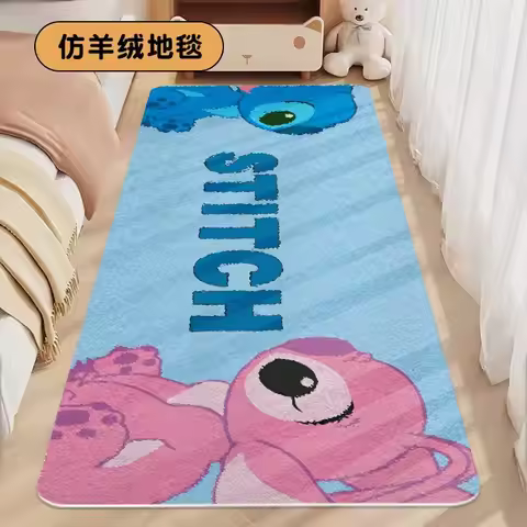 Disney Cartoon Little Monster Stitch Plush Carpet Angel Lounge Rug Boojiboo Bedroom Bedside Rug Cute