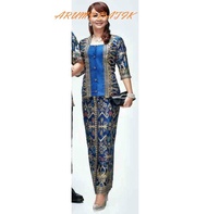 setelan rok blouse / baju / seragam kantor wanita batik 1465 biru