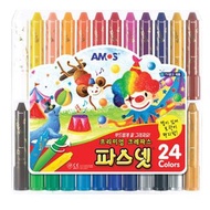 韓國 AMOS 水洗 無毒 蠟筆（24色）
