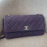 CHANEL 香奈兒 Lady pearly幻彩紫荔枝紋牛皮銀扣鏈條包肩背包 16開 底長約33cm