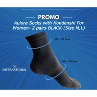 Aulora Socks with Kondenshi For Women - 2 pairs BLACK (Size M,L)
