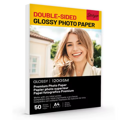 50 Sheets A4 Double-Sided Glossy Photo Paper 120Gsm High-Quality Copy Printing Paper 8.3x11.7 Inches