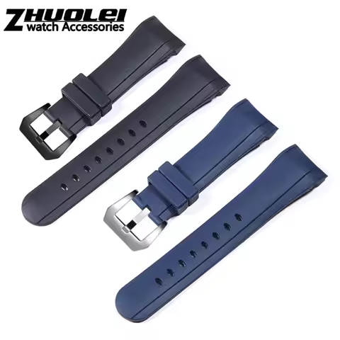 Luxury Blue Black 24mm Silicone watchband For Graham strap Racing Bent Watch band Rubber Bracelet wi