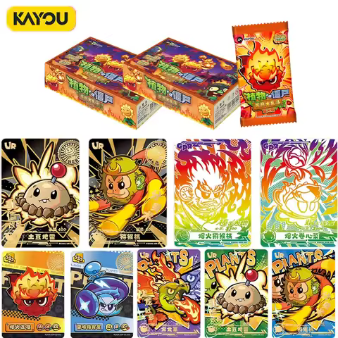 Genuine KAYOU Plants Vs Zombies Booster Pack Peashooter Sunflower Zombie Shiny Foil Rare Collectible