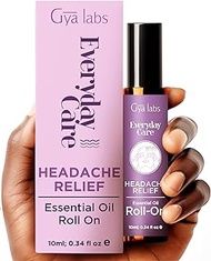Gya Labs Headache Relief Essential Oil Roll On - Portable Soothing Comfort for your Head - A Blend of 100% Natural Aromatherapy Oils like Spearmint, Eucalyptus Oil &amp; More - Travel Size (10ml)