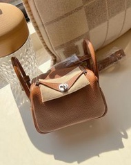 有正單！Hermès gold mini lindy phw 金棕銀扣 B 刻