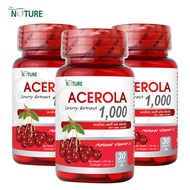 Acerola Cherry Extract x 3 ขวด วิตามินซี อะเซโรลา เชอร์รี่ สกัด 1000 มก. Acerola วิตามิน วิตามินซีธรรมชาติ เดอะ เนเจอร์ The Nature Vitamin C
