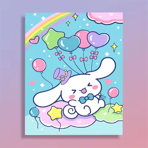 Sanrio Oil Painting By Numbers Cartoon Colorful Acrylic Paint By Numbers Cinnamoroll DIY Drawing On 