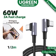 UGREEN Type C to Type C Cable 60W USB C Charger Cable 90 Degree Compatible with iPhone 15/16series