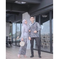 [NEW ARIVAL] COUPLE NEW SAKHILA GRAY Baju Sedondon Baju Pasangan Sedondon Batik Couple Set Batik Indonesia