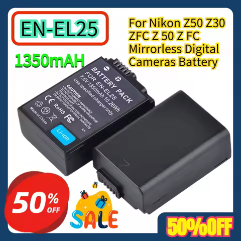 For Nikon Z50 Z30 ZFC Z 50 Z FC Mirrorless Digital Cameras EN-EL25 1350mAH Rechargeable Li-ion Batte