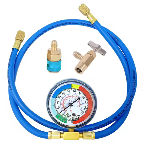 R134A Air Conditioner Gas Cooler with Pressure Gauge Refrigerant Charging Hose Refrigerant Gas Refil