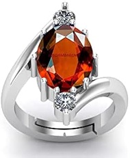 9.25 Ratti Certified Aa++ Natural Gemstone Gomed Hessonite Stone Panchdhaatu Adjustable Ring Ring Fo