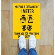 SOSIAL DISTANCING FLOOR STICKER FOR VIRUS PRECAUTION SOCIAL DISTANCING KEEPING A DISTANCE OF 1 METER