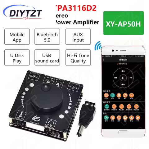 DIYTZT XY-AP50H Power Amplifier Board Dual Channel Bluetooth-compatible 5.1 Stereo AMP Amplificador 
