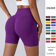 Dfyne High Waist Hip Lift Fitness Shorts Women's Sports Abdomen Tightening Three Points Cycling Tigh