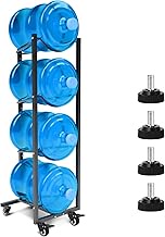 5 Gallon Water Jug Holder with 4 Wheels: 4 Tier 5 Gal Water Cooler Bottle Storage Rack For Home Gara