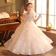 🎨 ⭐️ Ninang DressGirls princess dress flower girl wedding little girl host dress children s high-end flu