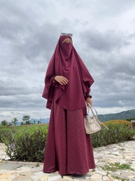 Gamis Embos wanita dewasa Hanamu Gamis Gamis Wolpis Embos Kombinasi Wolpis Polos Forzaleta