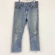 Levi's 505 牛仔褲/做舊牛仔褲，拉鍊門襟，靛藍色，W32 碼，古著。