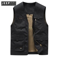 Jeep Spirit 1941 Estd Double sided vest for men made of pure cotton with multiple pockets for spring
