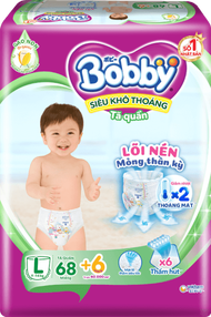 Bỉm tã quần Bobby size L 68 miếng (9-13kg) (giao bao bì ngẫu nhiên)