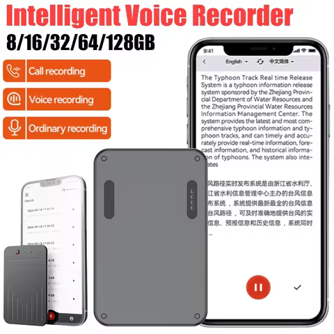 AI ChatGPT-4o Intelligent Voice Recorder 8-128GB 80 Language Translation Device Transcribe Summarize