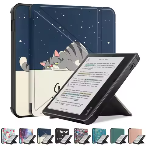 For Coque Kobo Libra Colour Smart eBook Case Cute Paintd PU Leather Cover for Kobo Libra 2 Funda Y-F