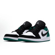NIKE New Air Jordan 1 Low AJ1 Women's Black Green Toe Low-Top Skate Shoes 553560-113