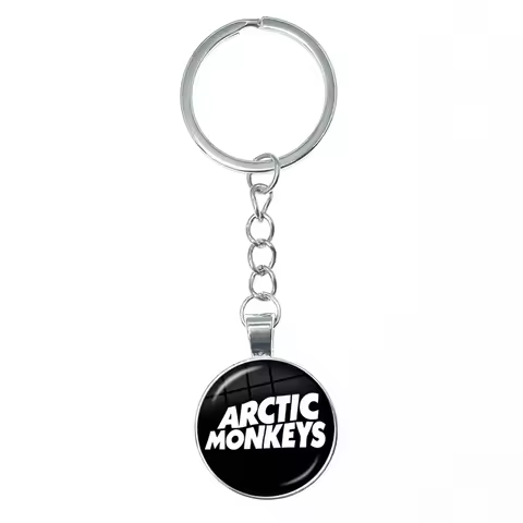 Fashion Cartoon Creative Design Arctic Monkeys Glass Dome Cabochon Keychain Pendant Car Key Chains H