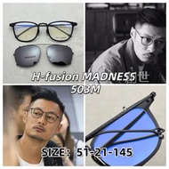 H-fusion MADNESS 聯名 503M 男女款眼鏡框 純鈦超輕款 偏光夾片 一鏡兩用 SIZE：51-21-145總框146框高45