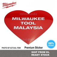 Original Milwaukee Limited Heart Shape Love Malaysia Sticker Red (Car, Bike, Workshop, Wall, Packout, Storage Tool box)