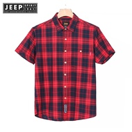 Jeep spirit 1941 estd shirt oversized new short sleeved plaid cotton loose half sleeved shirt thin b