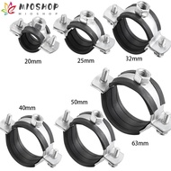 MIOSHOP 2pcs Support Clamp, Rubber With Nail Adjustable Pipe Support Clamp, Durable Silver Black 20/25/32/40/50/63mm Heavy Duty Pipe Clamp Worker