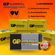 Bateri GP 9V Supercell Tahan Lama | GP 9V Battery Heavy Duty for Smoke Detector, Smart Tag [1Pcs]